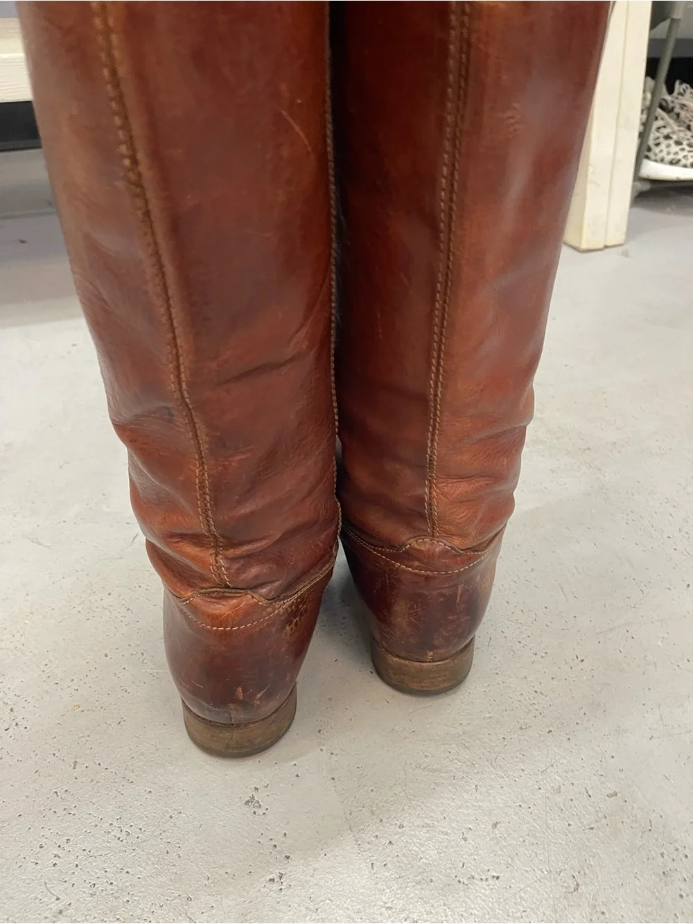 Frye Tall Leather Riding Boots - Chestnut Brown